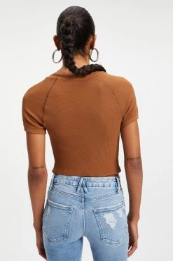 GA-SALE THERMAL CROPPED TEE | RUST001