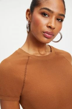 GA-SALE THERMAL CROPPED TEE | RUST001