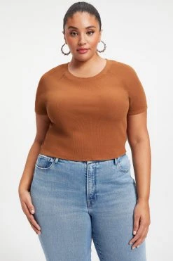 GA-SALE THERMAL CROPPED TEE | RUST001