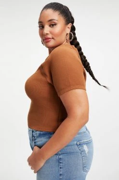 GA-SALE THERMAL CROPPED TEE | RUST001