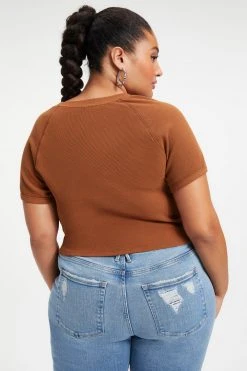 GA-SALE THERMAL CROPPED TEE | RUST001