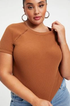 GA-SALE THERMAL CROPPED TEE | RUST001