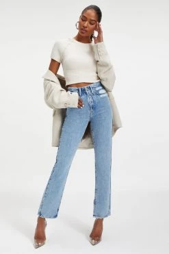 GOOD AMERICAN THERMAL CROPPED TEE | BONE001