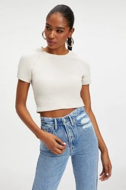 GOOD AMERICAN THERMAL CROPPED TEE | BONE001