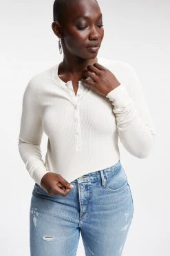 GOOD AMERICAN THERMAL FITTED HENLEY | BONE001 Tees & Tops