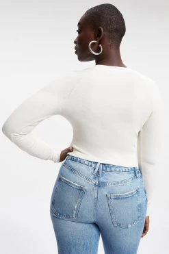 GOOD AMERICAN THERMAL FITTED HENLEY | BONE001 Tees & Tops