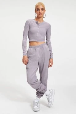 GA-SALE THERMAL FITTED HENLEY | LILAC MIST001