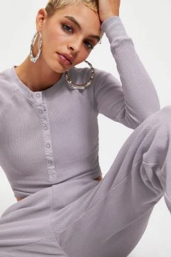 GA-SALE THERMAL FITTED HENLEY | LILAC MIST001