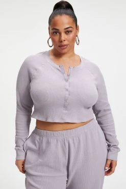 GA-SALE THERMAL FITTED HENLEY | LILAC MIST001