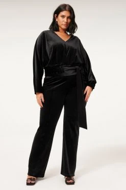 GA-SALE VELVET WRAP TOP | BLACK001 Tops