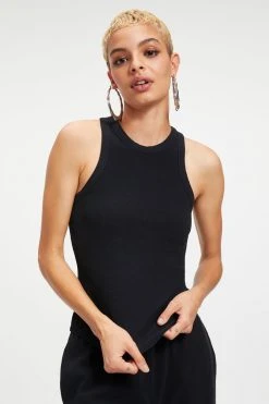 GOOD AMERICAN THERMAL TANK TOP | BLACK001