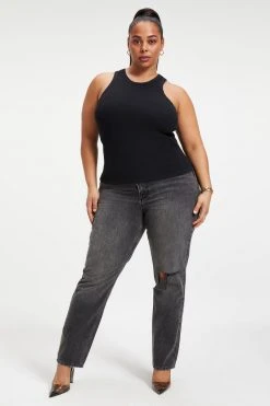 GOOD AMERICAN THERMAL TANK TOP | BLACK001