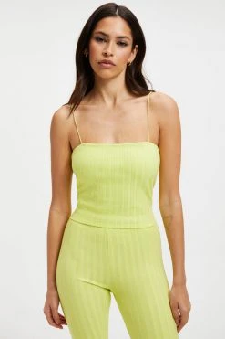 GOOD AMERICAN '90S RIBBED TUBE TANK | KEY LIME001