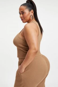 GOOD AMERICAN THERMAL TANK TOP | PUTTY001