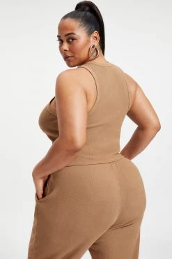 GOOD AMERICAN THERMAL TANK TOP | PUTTY001