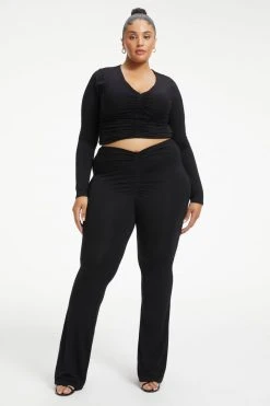 GOOD AMERICAN GOOD TOUCH RUCHED V BOOT | BLACK001 Leggings & Pants