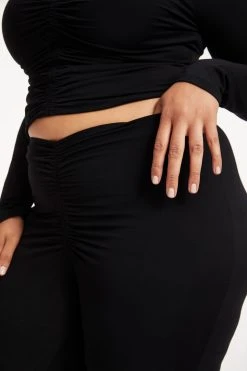 GOOD AMERICAN GOOD TOUCH RUCHED V BOOT | BLACK001 Leggings & Pants