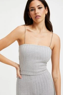 GOOD AMERICAN '90S RIBBED TUBE TANK | HEATHER GREY001 Good '90s