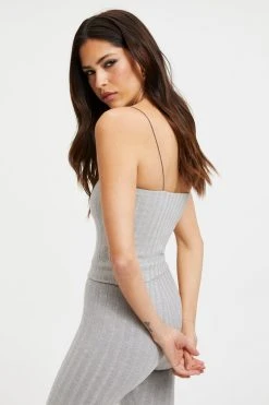 GOOD AMERICAN '90S RIBBED TUBE TANK | HEATHER GREY001 Good '90s