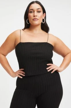 GOOD AMERICAN '90S RIBBED TUBE TANK | BLACK001