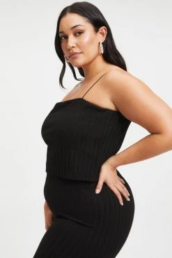 GOOD AMERICAN '90S RIBBED TUBE TANK | BLACK001