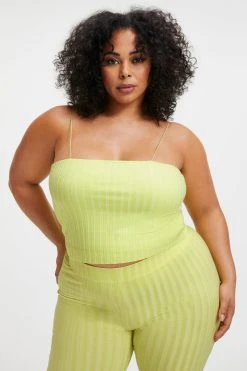 GOOD AMERICAN '90S RIBBED TUBE TANK | KEY LIME001