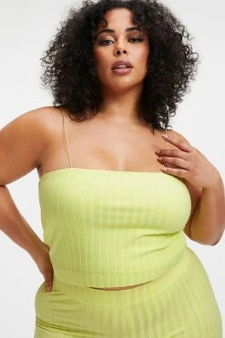 GOOD AMERICAN '90S RIBBED TUBE TANK | KEY LIME001