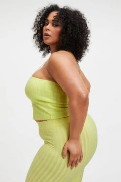 GOOD AMERICAN '90S RIBBED TUBE TANK | KEY LIME001