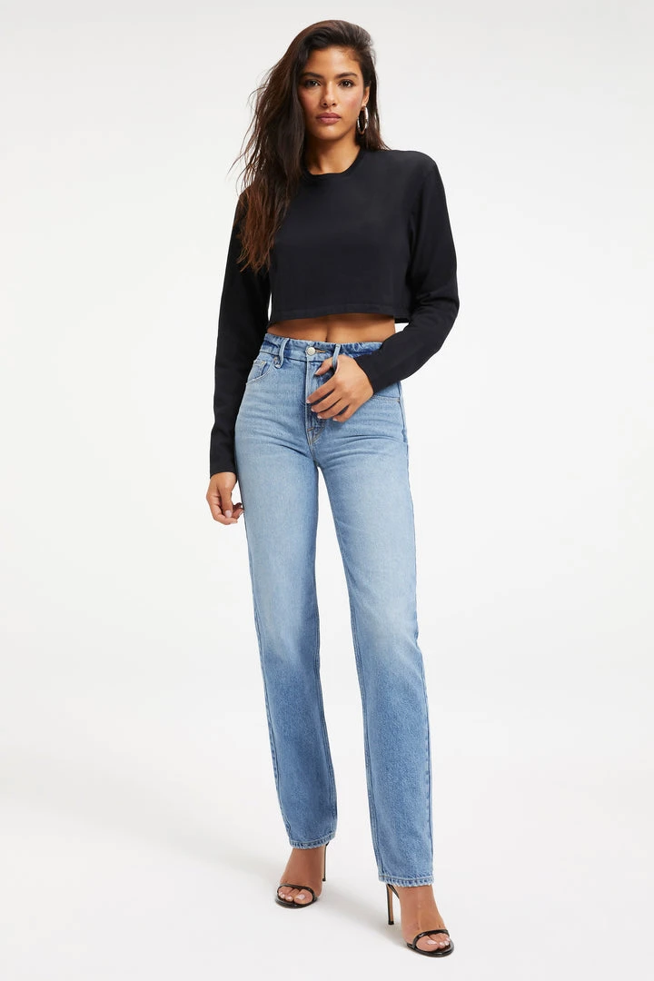 Coupon ๐งจ GOOD AMERICAN CROPPED LONG SLEEVED TEE | BLACK001 ๐ฅ 2 GOOD AMERICAN CROPPED LONG SLEEVED TEE | BLACK001