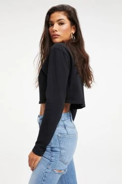 Coupon ๐งจ GOOD AMERICAN CROPPED LONG SLEEVED TEE | BLACK001 ๐ฅ 16 GOOD AMERICAN CROPPED LONG SLEEVED TEE | BLACK001