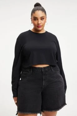 Coupon ๐งจ GOOD AMERICAN CROPPED LONG SLEEVED TEE | BLACK001 ๐ฅ 18 GOOD AMERICAN CROPPED LONG SLEEVED TEE | BLACK001