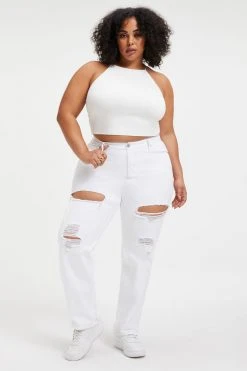 GOOD AMERICAN GOOD TOUCH '90S CROP TANK | IVORY001 Good '90s