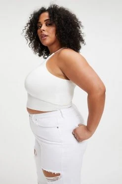 GOOD AMERICAN GOOD TOUCH '90S CROP TANK | IVORY001 Good '90s