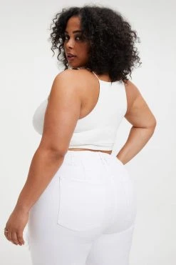 GOOD AMERICAN GOOD TOUCH '90S CROP TANK | IVORY001 Good '90s