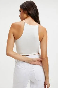 GOOD AMERICAN GOOD TOUCH '90S CROP TANK | IVORY001 Good '90s