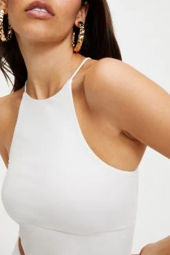 GOOD AMERICAN GOOD TOUCH '90S CROP TANK | IVORY001 Good '90s