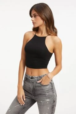 New ⌛ GOOD AMERICAN GOOD TOUCH '90S CROP TANK | BLACK001 👍 14 GOOD AMERICAN GOOD TOUCH '90S CROP TANK | BLACK001