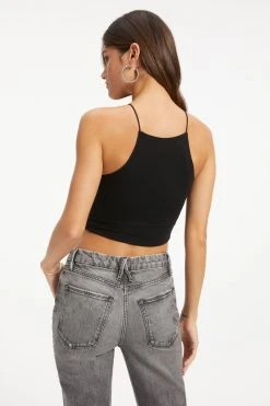 New ⌛ GOOD AMERICAN GOOD TOUCH '90S CROP TANK | BLACK001 👍 15 GOOD AMERICAN GOOD TOUCH '90S CROP TANK | BLACK001