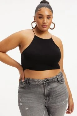 New ⌛ GOOD AMERICAN GOOD TOUCH '90S CROP TANK | BLACK001 👍 17 GOOD AMERICAN GOOD TOUCH '90S CROP TANK | BLACK001