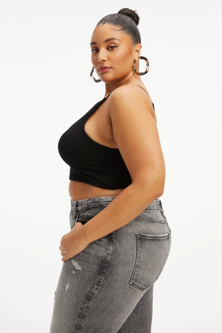 New ⌛ GOOD AMERICAN GOOD TOUCH '90S CROP TANK | BLACK001 👍 8 GOOD AMERICAN GOOD TOUCH '90S CROP TANK | BLACK001