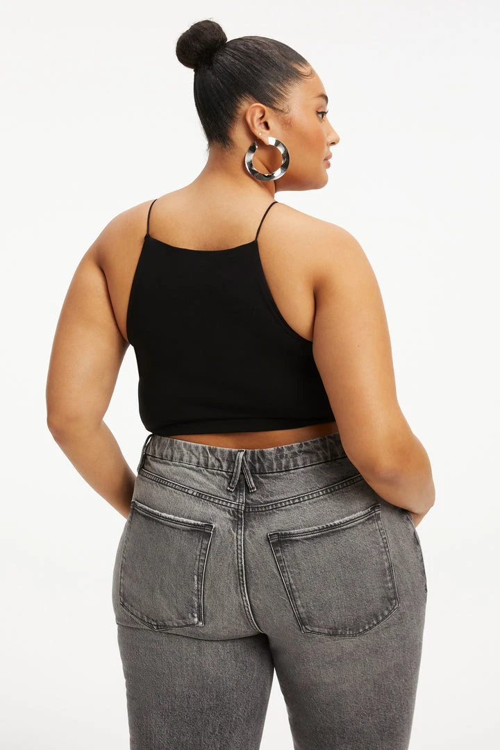 New ⌛ GOOD AMERICAN GOOD TOUCH '90S CROP TANK | BLACK001 👍 9 GOOD AMERICAN GOOD TOUCH '90S CROP TANK | BLACK001