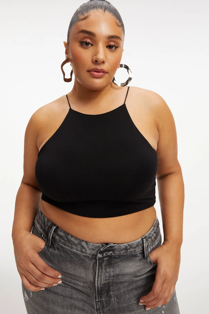 New ⌛ GOOD AMERICAN GOOD TOUCH '90S CROP TANK | BLACK001 👍 10 GOOD AMERICAN GOOD TOUCH '90S CROP TANK | BLACK001