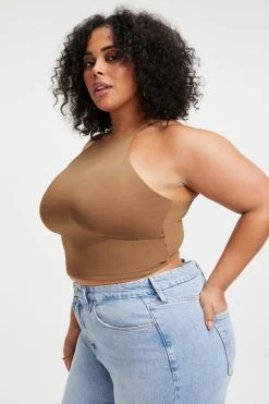 GOOD AMERICAN Good '90s GOOD TOUCH '90S CROP TANK | PECAN001