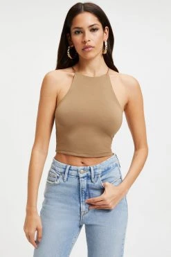 GOOD AMERICAN Good '90s GOOD TOUCH '90S CROP TANK | PECAN001