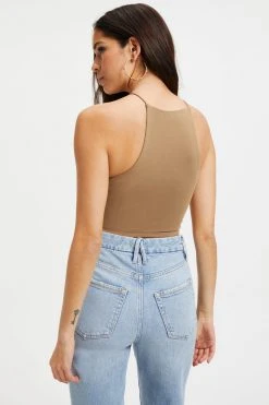 GOOD AMERICAN Good '90s GOOD TOUCH '90S CROP TANK | PECAN001