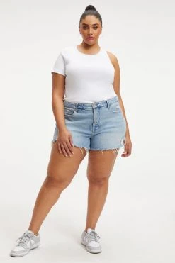 GOOD AMERICAN ASYMMETRICAL OPEN BACK TEE | WHITE001