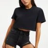 GOOD AMERICAN CROPPED TEE | BLACK001 Tees & Tops