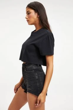Best deal 🧨 GOOD AMERICAN CROPPED TEE | BLACK001 Tees & Tops ✨ 13 GOOD AMERICAN CROPPED TEE | BLACK001 Tees & Tops