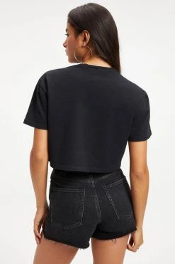 Best deal 🧨 GOOD AMERICAN CROPPED TEE | BLACK001 Tees & Tops ✨ 14 GOOD AMERICAN CROPPED TEE | BLACK001 Tees & Tops