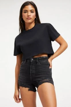 Best deal 🧨 GOOD AMERICAN CROPPED TEE | BLACK001 Tees & Tops ✨ 16 GOOD AMERICAN CROPPED TEE | BLACK001 Tees & Tops